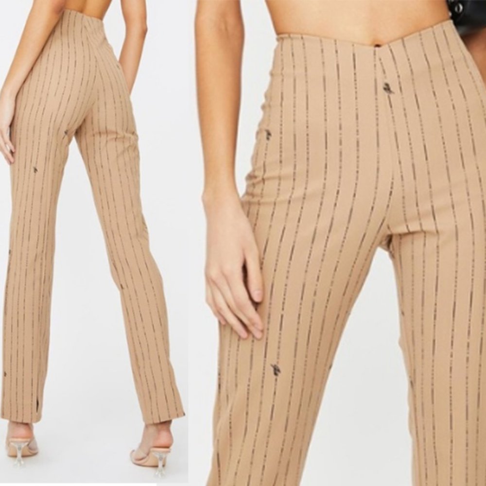 I.AM.GIA Dominique V-cut Hi-Rise Striped Split Hem Pants